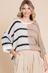 Striped Colorblock Knit Pullover