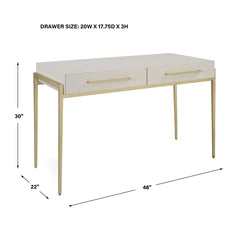 Jewel Desk in White Shagreen and Gold Leaf