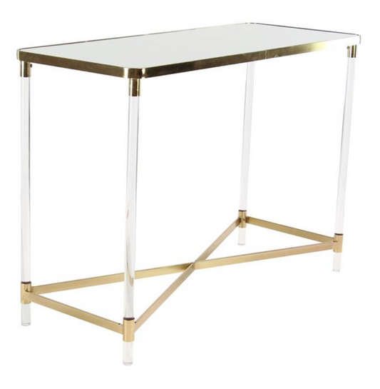 Metal Console Table w/ Mirrored Top and Acrylic Legs