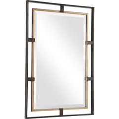 Carrizo Two-Tone Mirror in Rustic Bronze and Antique Gold