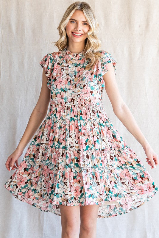 Floral Print Tiered Layer Dress