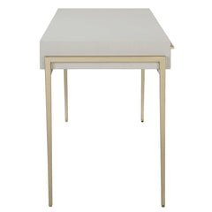 Jewel Desk in White Shagreen and Gold Leaf