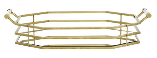 CosmoLiving Gold Metal Mirrored Tray