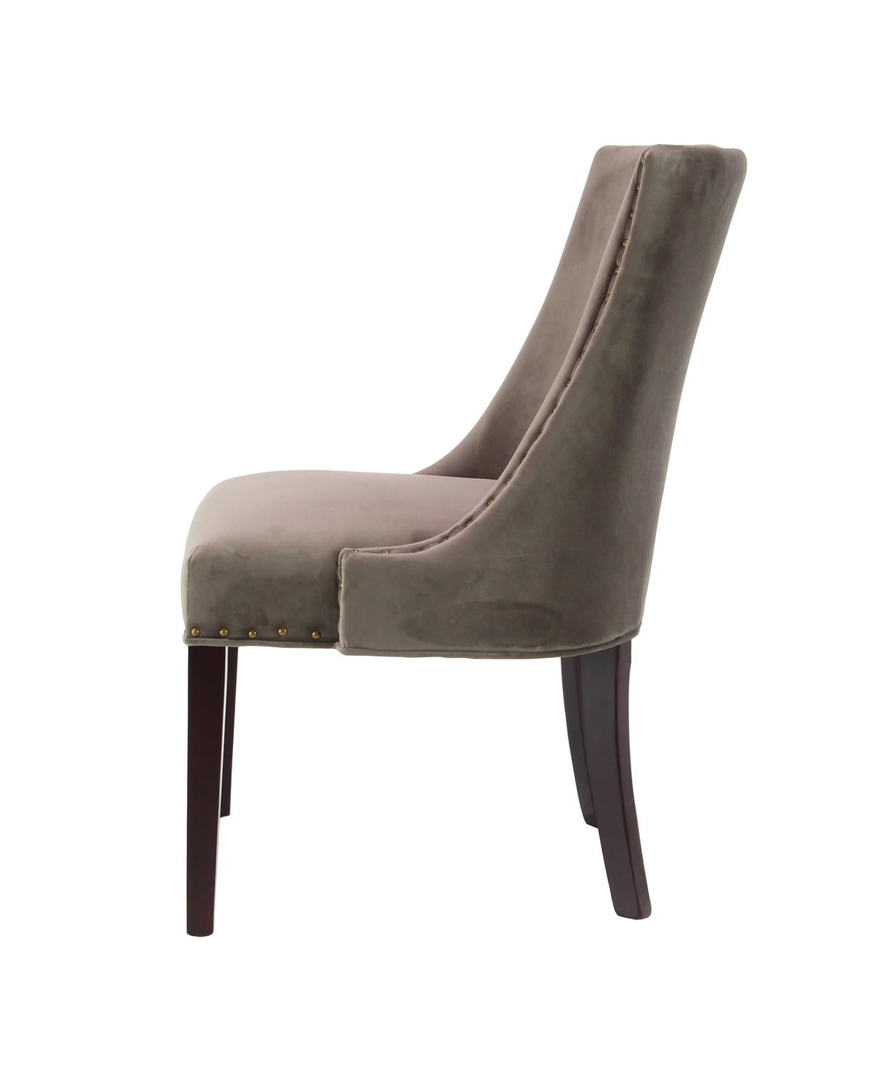 Grey Velvet Dining Chair w/ Nailheads