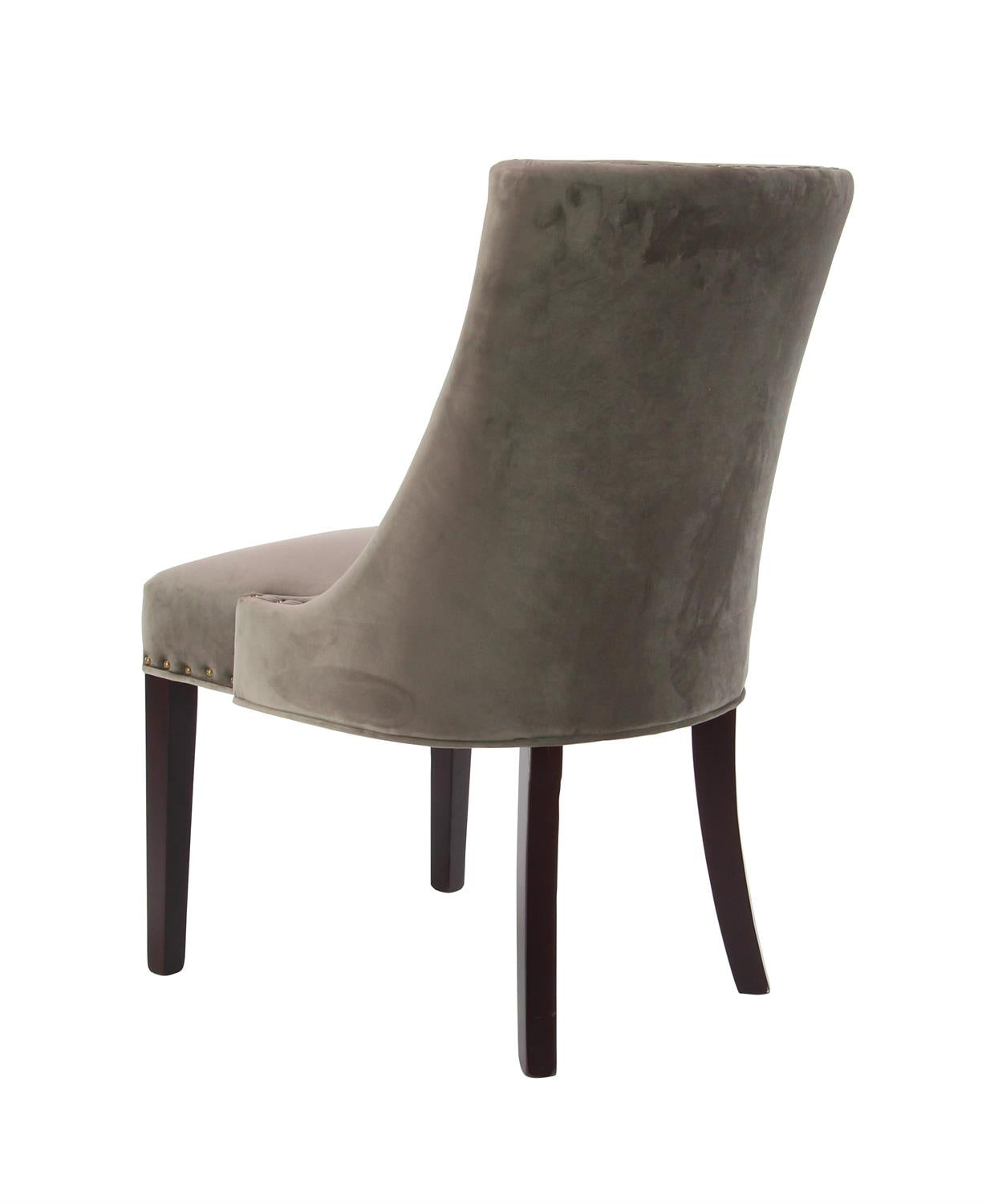 Grey Velvet Dining Chair w/ Nailheads