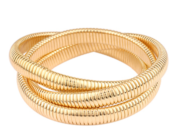 3-Row Herringbone Gold Layered Bracelet