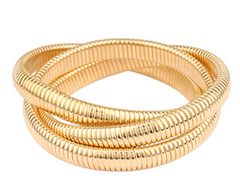3-Row Herringbone Gold Layered Bracelet
