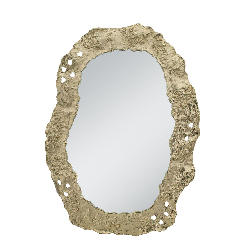 Gold Textured Oval Wall Mirror