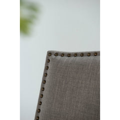 Armless Gray Dining Chairs with Nail Head Trim