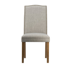 Armless Gray Dining Chairs with Nail Head Trim