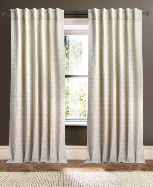 Abstract Cotton Linen Curtain Panel (1) - Natural Ivory