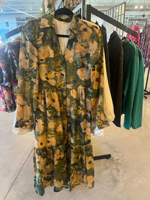 Green/Brown Floral Dress