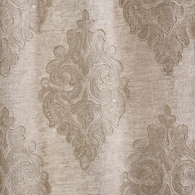 Empress Linen Cotton Damask Curtain Panel (1) - Natural