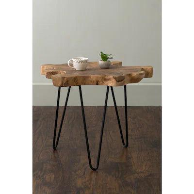 Natural Live Edge Side Table w/ Iron Legs