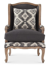 Black & Grey Pattern Wing Chair