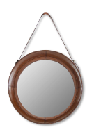 Round Leather Strap Mirror