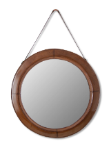 Round Leather Strap Mirror