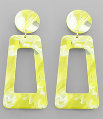 Lime Color Paint Trapezoid Earrings