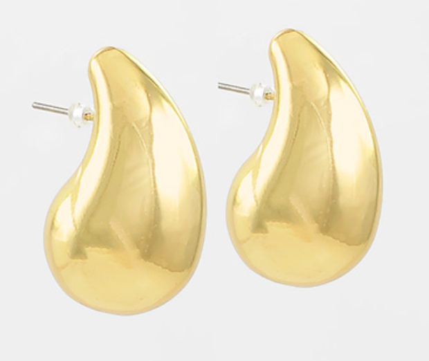 35MM Gold Teardrop Metal Earrings
