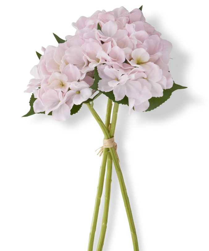 15" Pink Real Touch Hydrangea Bundle (3 Stems)