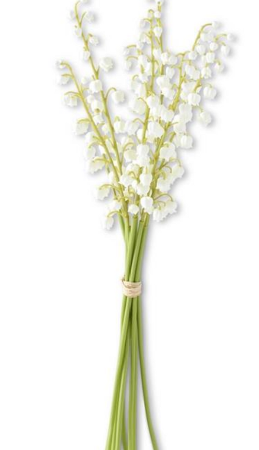 17in White Real Touch Lily Bundle (9 Stems)