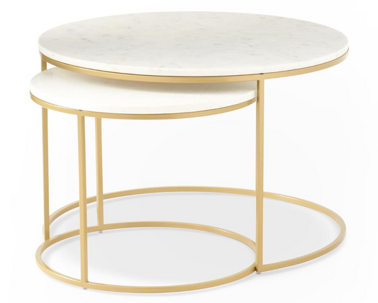 White Marble & Gold Metal Nesting Tables