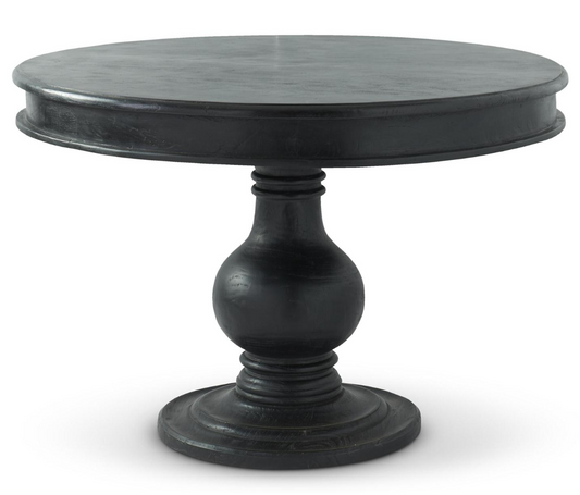 47in Round Black Wood Dining Table