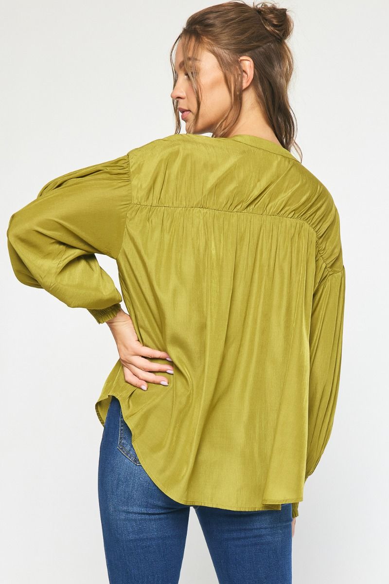 Chartreuse Pleated Top