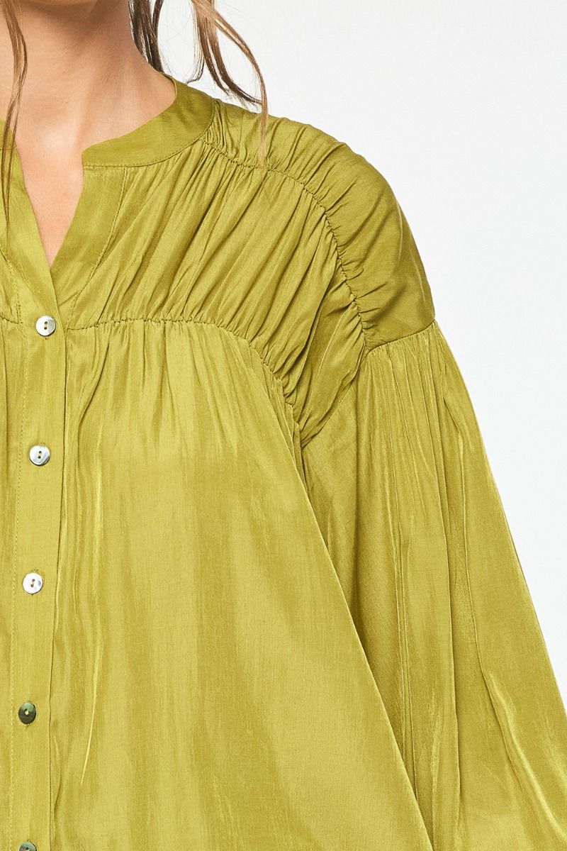 Chartreuse Pleated Top