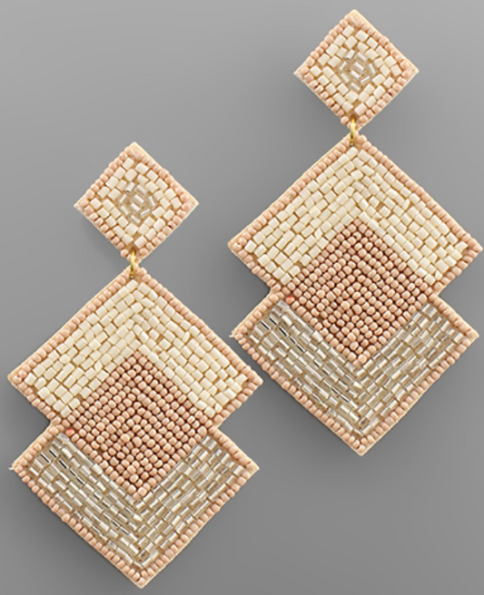 Geometric Square Bead Earrings