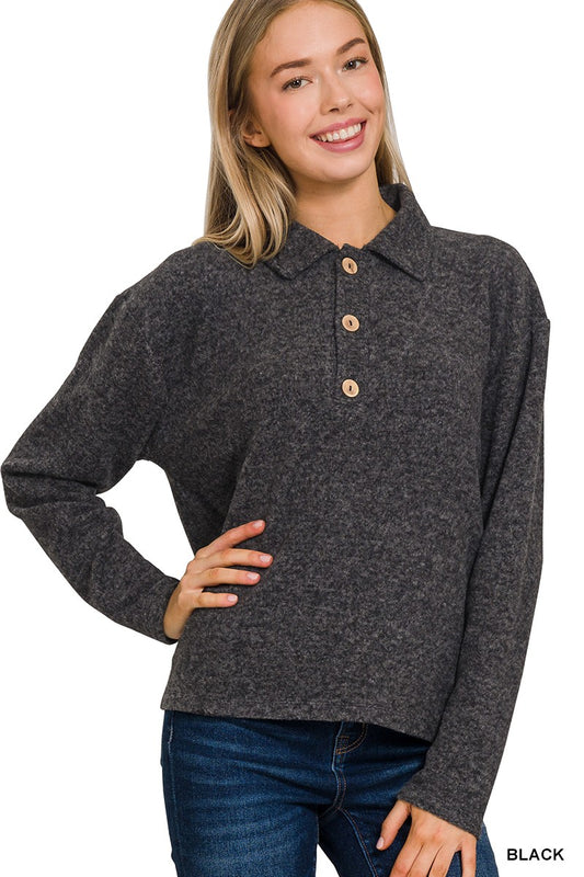 Gray Three-Button Sweater