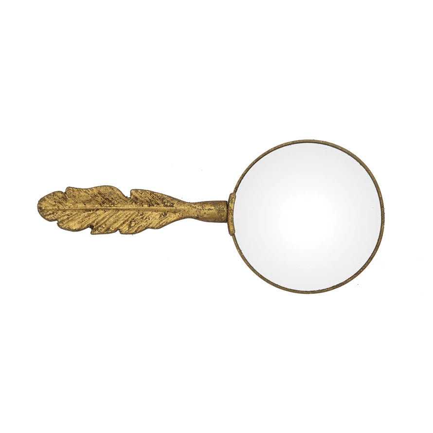 Pewter Magnifier Glass w/ Feather Handle