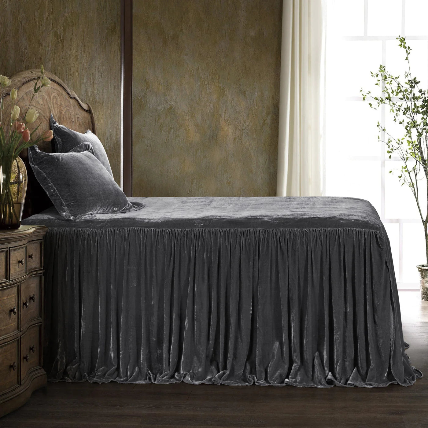 Stella Faux Silk Velvet Bedspread Set