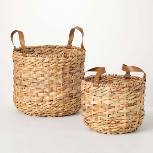 Handled Woven Wicker Baskets