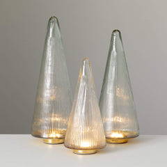 LED Etched Glass Cone Trees