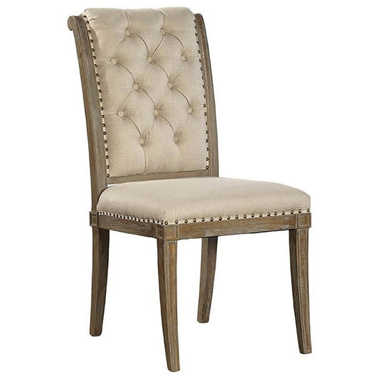 Ansley Dining Chair - Natural Tufted w/ Nailheads