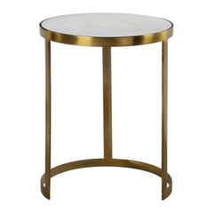 Clara Accent Table in Brushed Gold with Marble