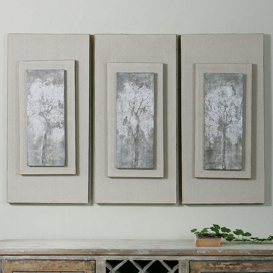 Triptych Trees Hand Painted Canvas Set