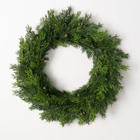 Lush Cypress & Berry Wreath 23"